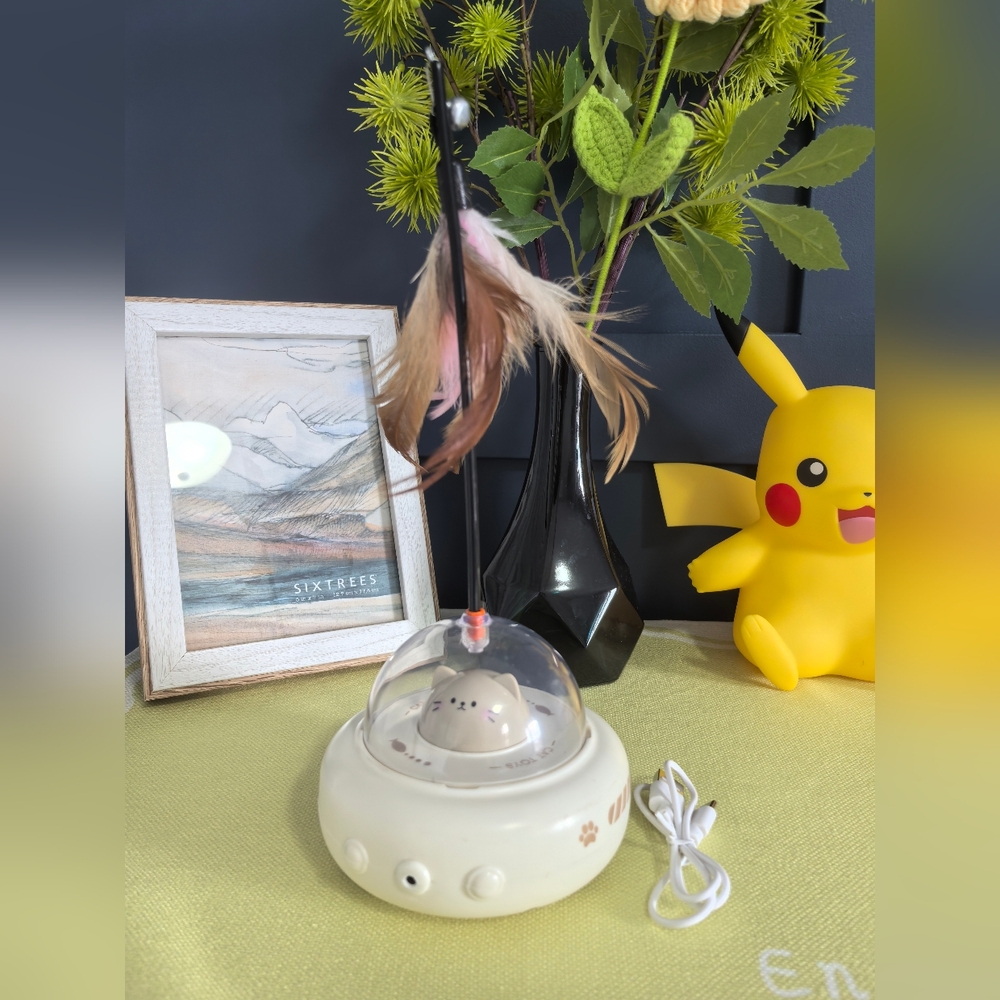 Interactive Cat Toy with Feather and Light